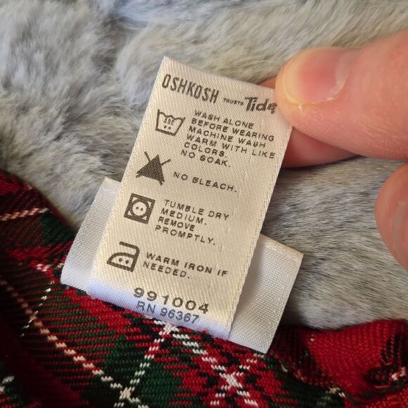 OSHKOSH Red/Green Plaid Red Jumper, Little Girls 5T, Great Condition - Picture 4 of 9